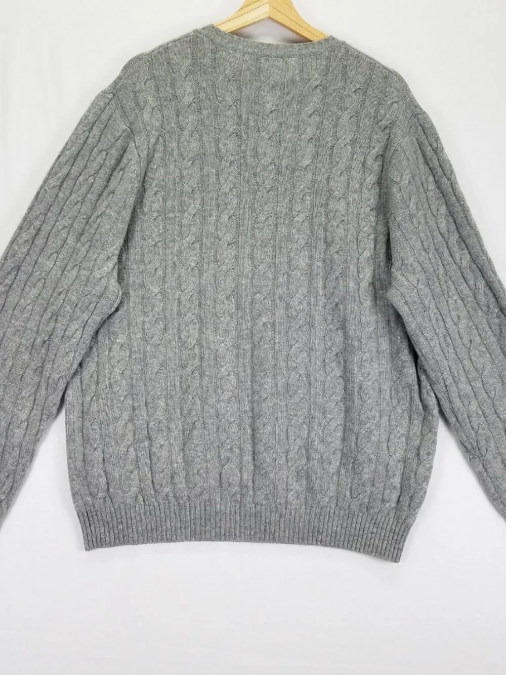 J. McLaughlin Men XL Gray Cashmere Cable Knit Pullover Sweater Luxury Classic
